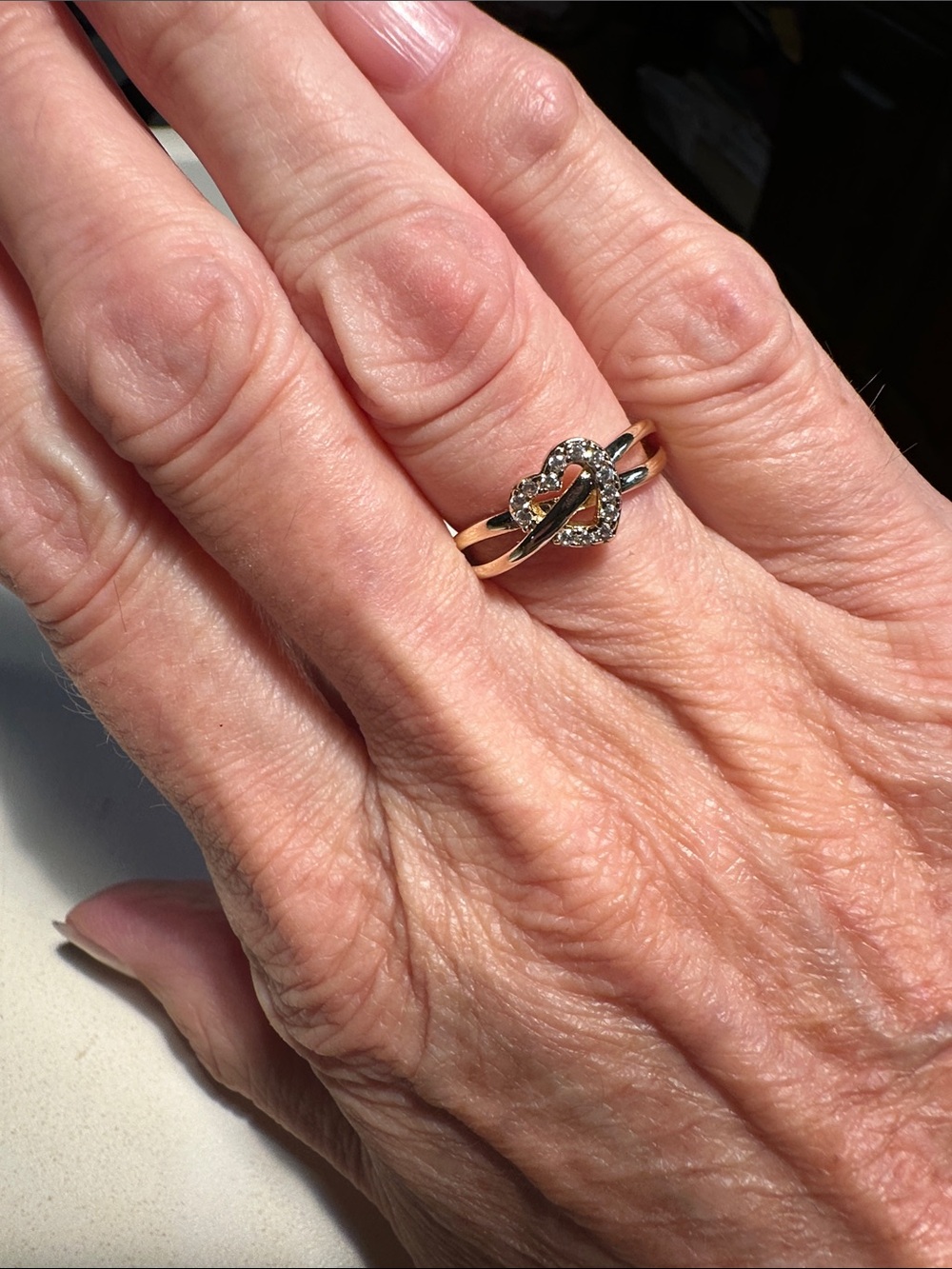 CZ Heart shape size 7 ring 14 K Gold over Sterling Silver. - Picture 4 of 4